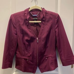 WHIT HOUSE BLACK MARKET CRANBERRY SUIT JACKET BLAZER 10 L NIPPED WAIST POCKETS